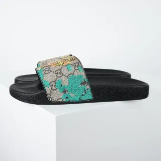 Gucci Screener प्रिंटेड GG Supreme Tiger Floral स्लिपर्स
