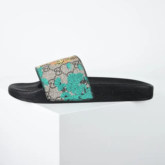 Gucci Screener Printed GG Supreme Tiger Floral Slippers 9