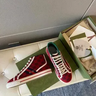 Gucci Screener Red GG Monogram High-Top Lifestyle Sneakers