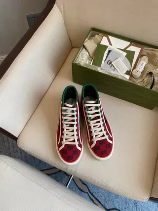 Gucci Screener Red GG Monogram High-Top Lifestyle Sneakers 2