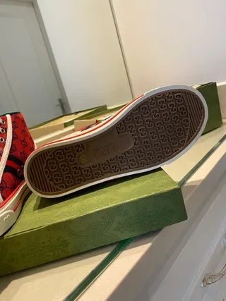 Gucci Screener Red GG Monogram High-Top Lifestyle Sneakers 7