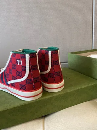 Gucci Screener Red GG Monogram High-Top Lifestyle Sneakers 8