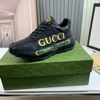 Gucci Screener-Style Black Gold Green Red Web Lifestyle Sneakers