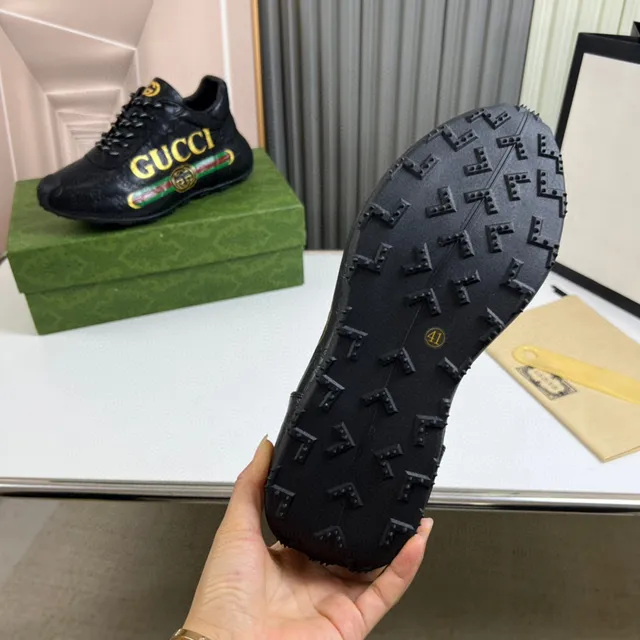 Gucci Screener-Style Black Gold Green Red Web Lifestyle Sneakers 2