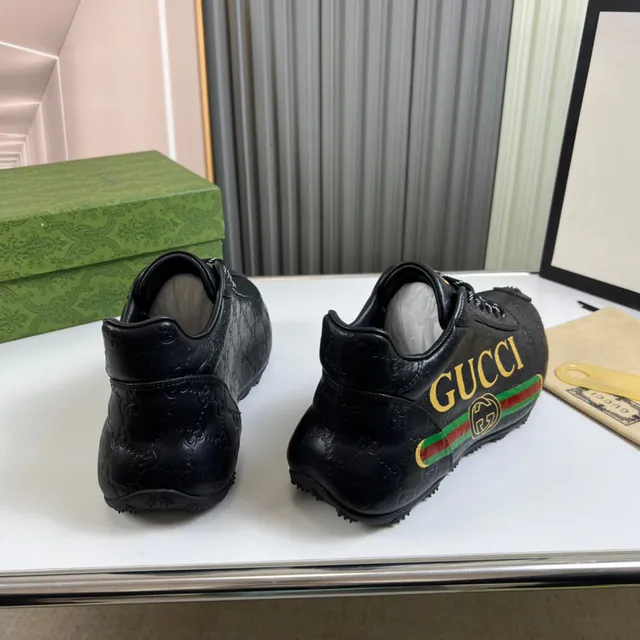 Gucci Screener-Style Black Gold Green Red Web Lifestyle Sneakers 7