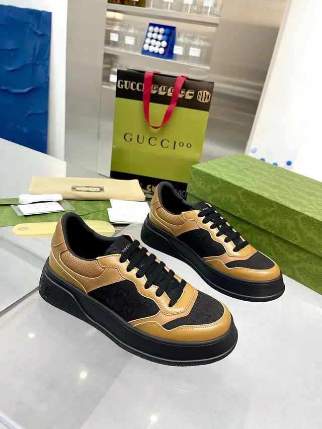 Gucci Screener Tan and Black Monogram Platform Lifestyle Sneakers 2