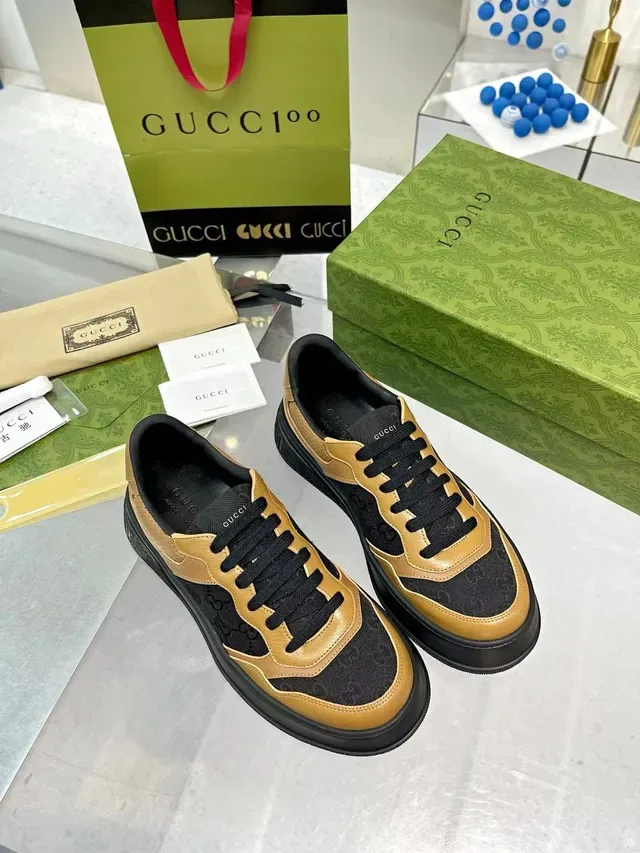 Gucci Screener Tan and Black Monogram Platform Lifestyle Sneakers 6