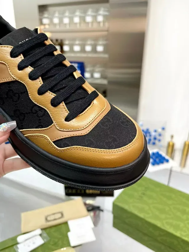 Gucci Screener Tan and Black Monogram Platform Lifestyle Sneakers 7
