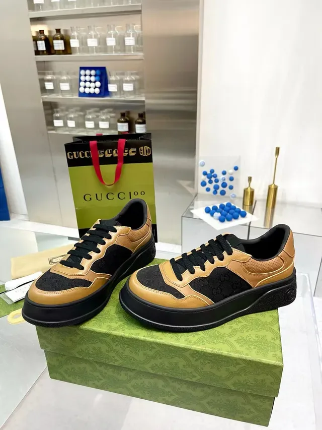 Gucci Screener Tan and Black Monogram Platform Lifestyle Sneakers 8