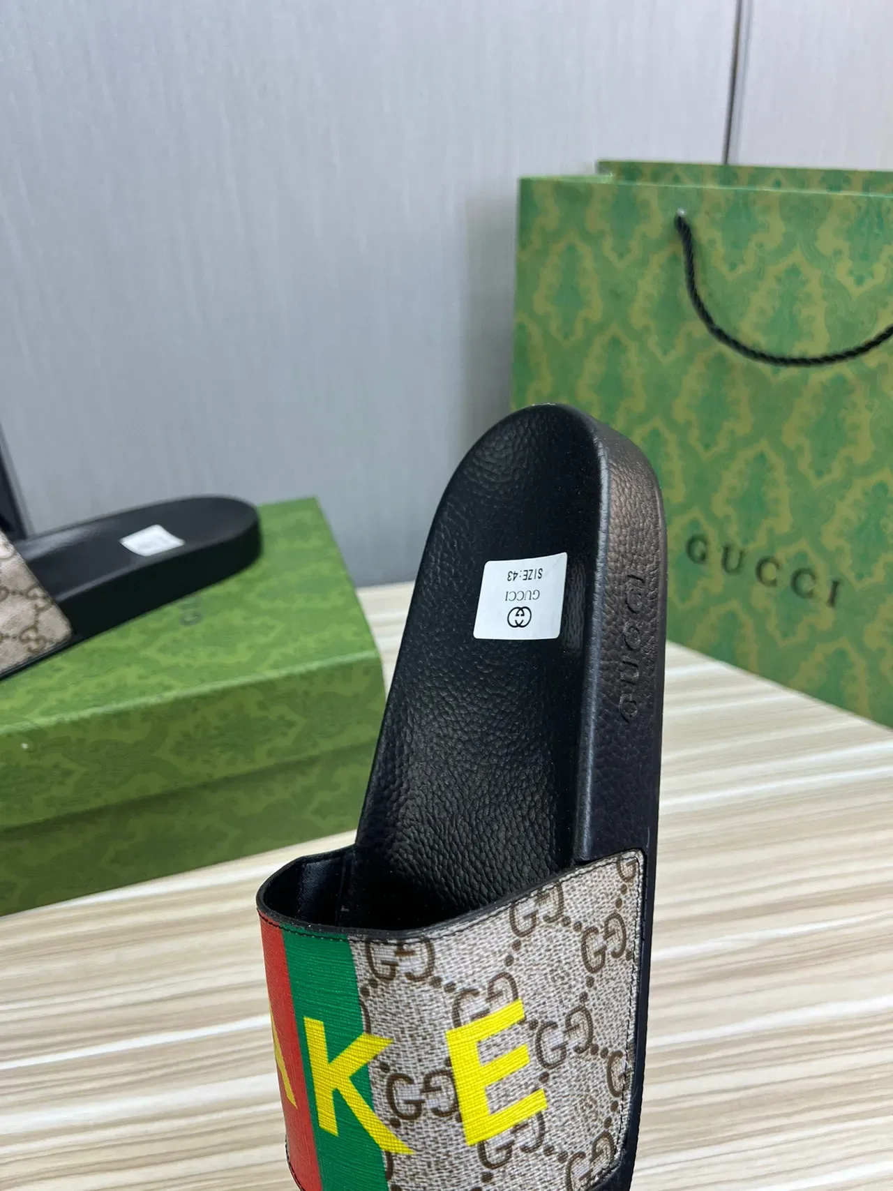 Gucci Screener Web Stripe AKE Print Slippers 3