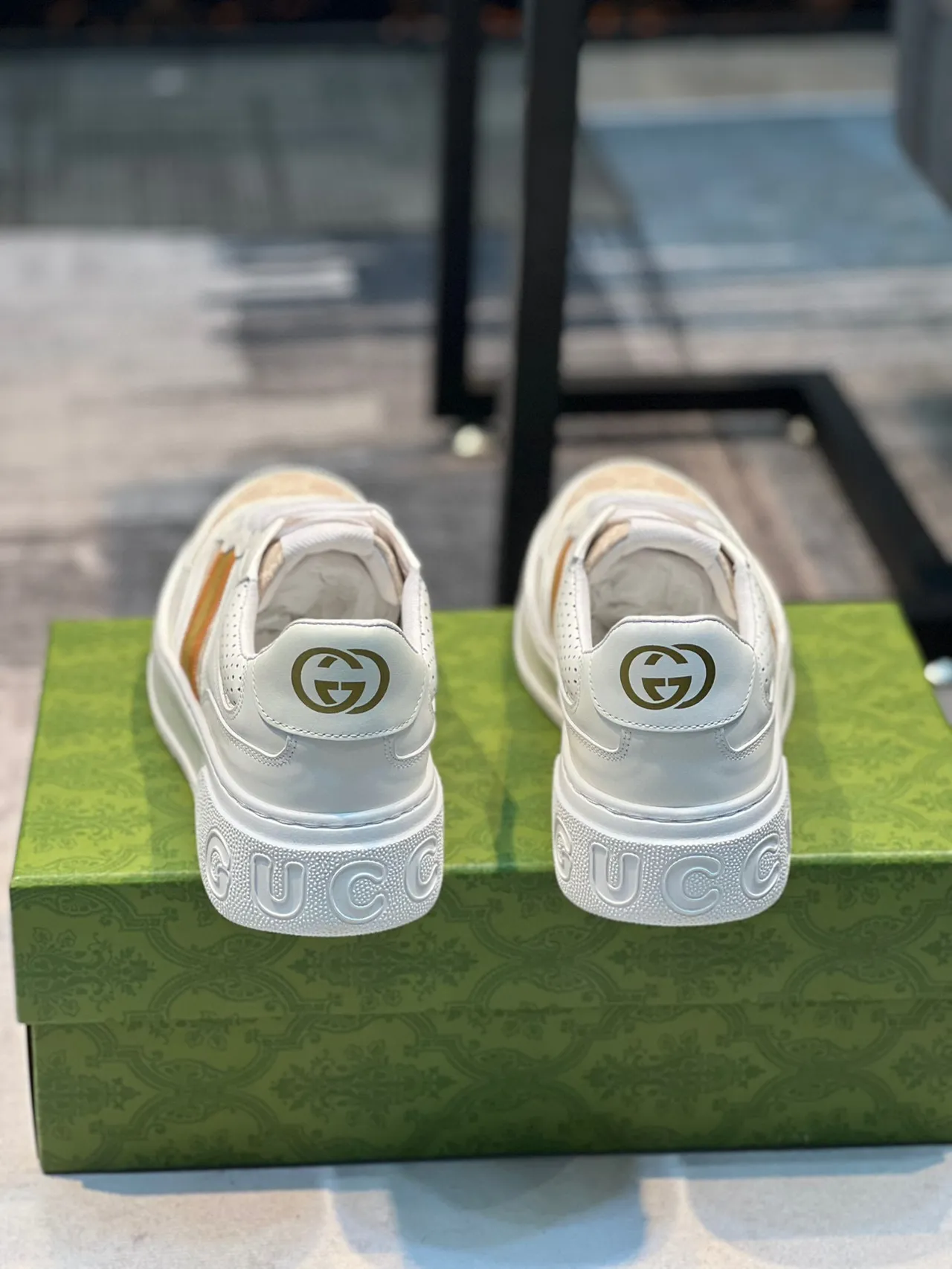 Gucci Screener White and Gradient Stripe Lifestyle Sneakers 2