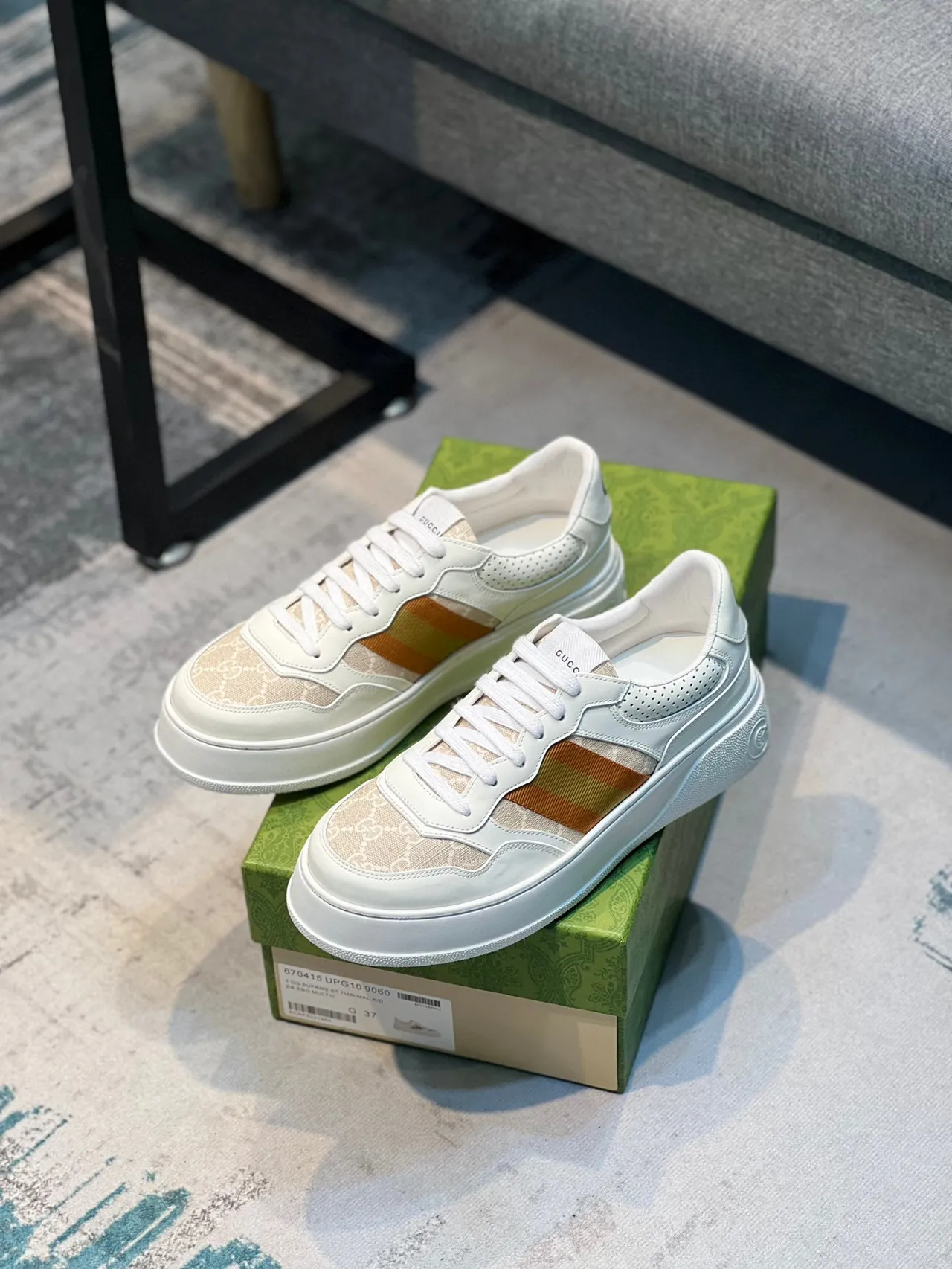 Gucci Screener White and Gradient Stripe Lifestyle Sneakers 3