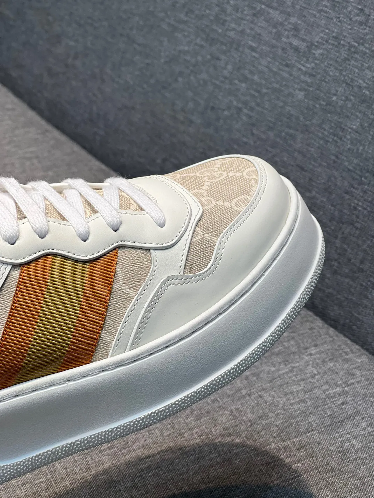Gucci Screener White and Gradient Stripe Lifestyle Sneakers 4
