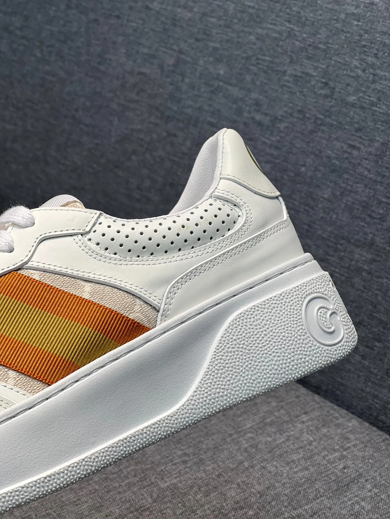 Gucci Screener White and Gradient Stripe Lifestyle Sneakers 8