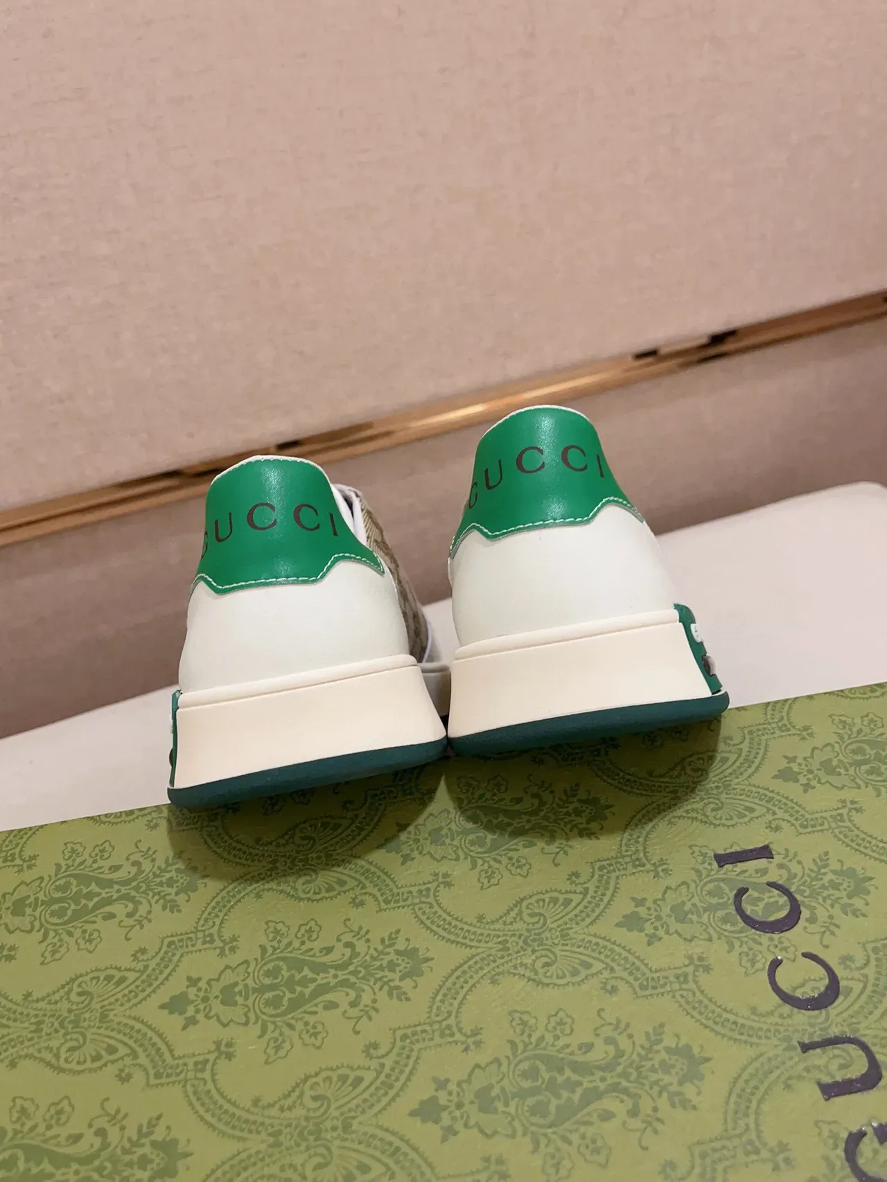 Gucci Screener White Beige Green Lifestyle Sneakers 8