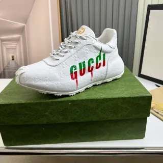 Gucci Screener White Green Red Dripping Logo Lifestyle Sneakers
