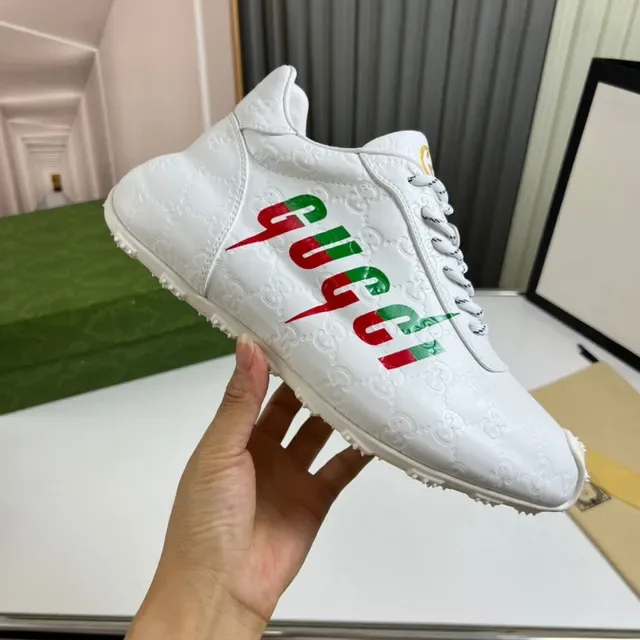 Gucci Screener White Green Red Dripping Logo Lifestyle Sneakers 2
