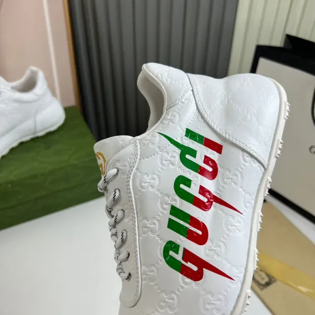 Gucci Screener White Green Red Dripping Logo Lifestyle Sneakers 4