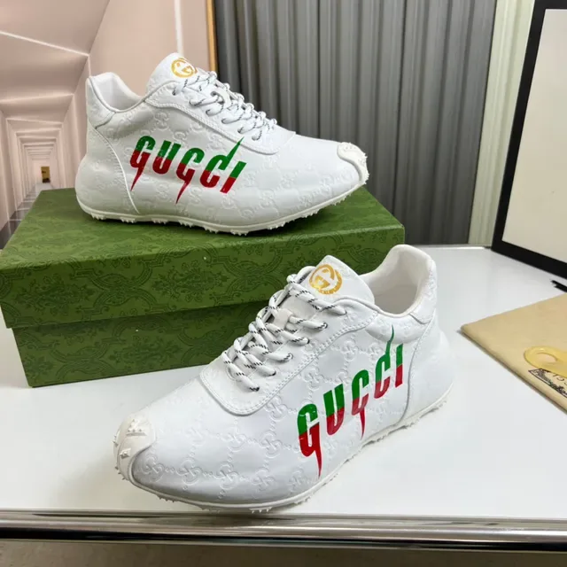 Gucci Screener White Green Red Dripping Logo Lifestyle Sneakers 7
