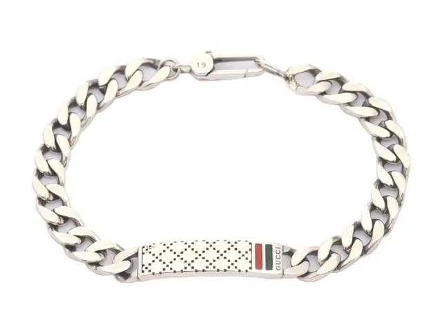 Gucci Silver Beige Curb Chain Metal Bracelet 2