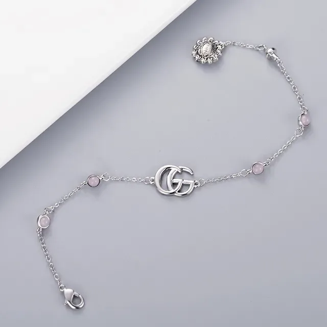Gucci Silver Blue Chain Interlocking GG Logo Bracelet 3