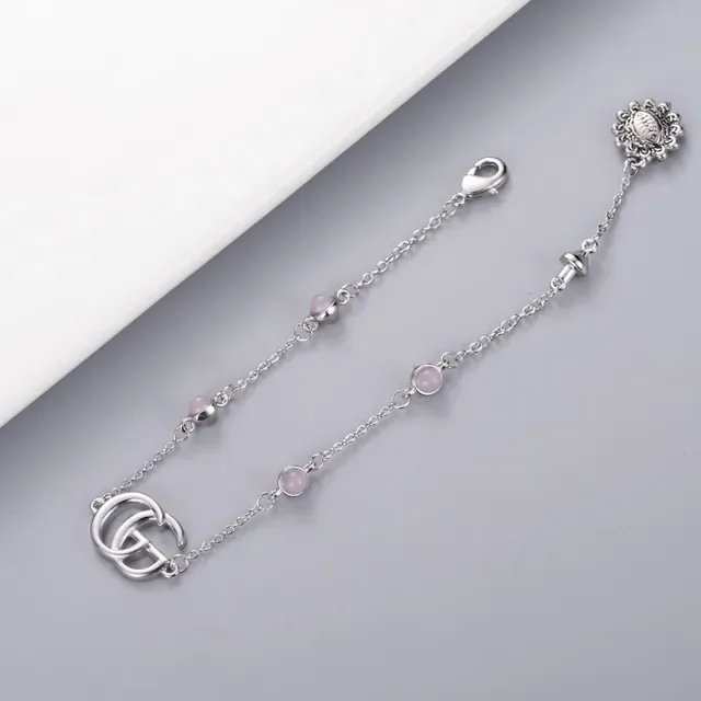 Gucci Silver Blue Chain Interlocking GG Logo Bracelet 5