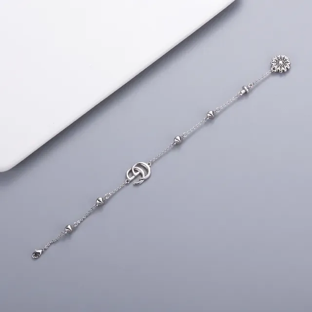 Gucci Silver Blue Chain Interlocking GG Logo Bracelet 7
