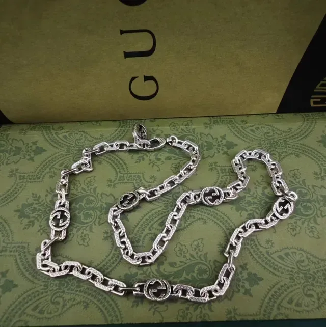 Gucci Silver Chunky Curb-Link Interlocking G Medallions Bracelet 6