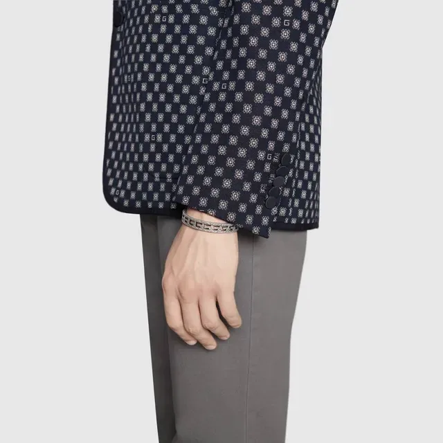 Gucci سوار كف فضي أخضر نمط مفتاح يوناني 3