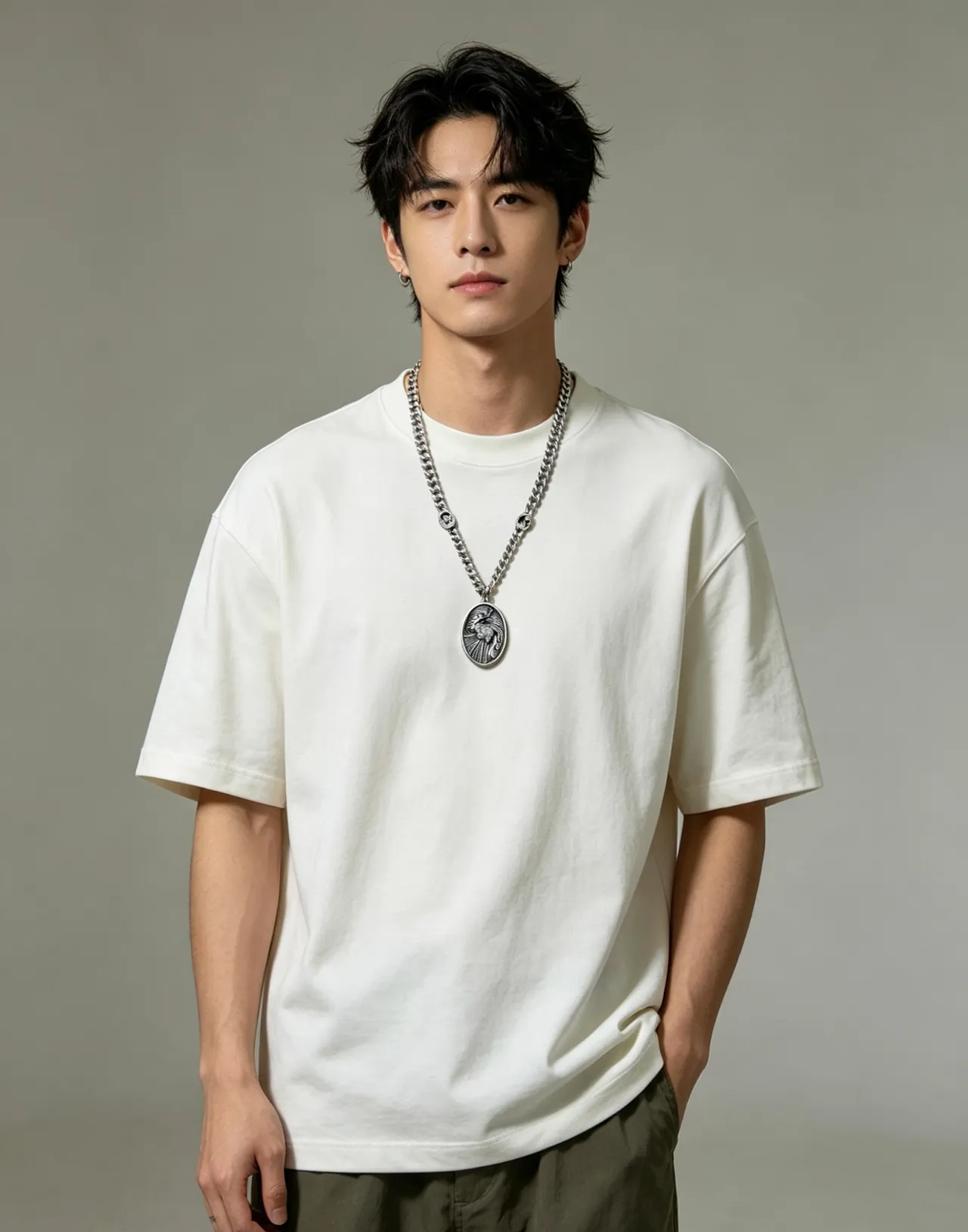 Gucci Silver Interlocking Double-G Lion Medallion Necklace 8