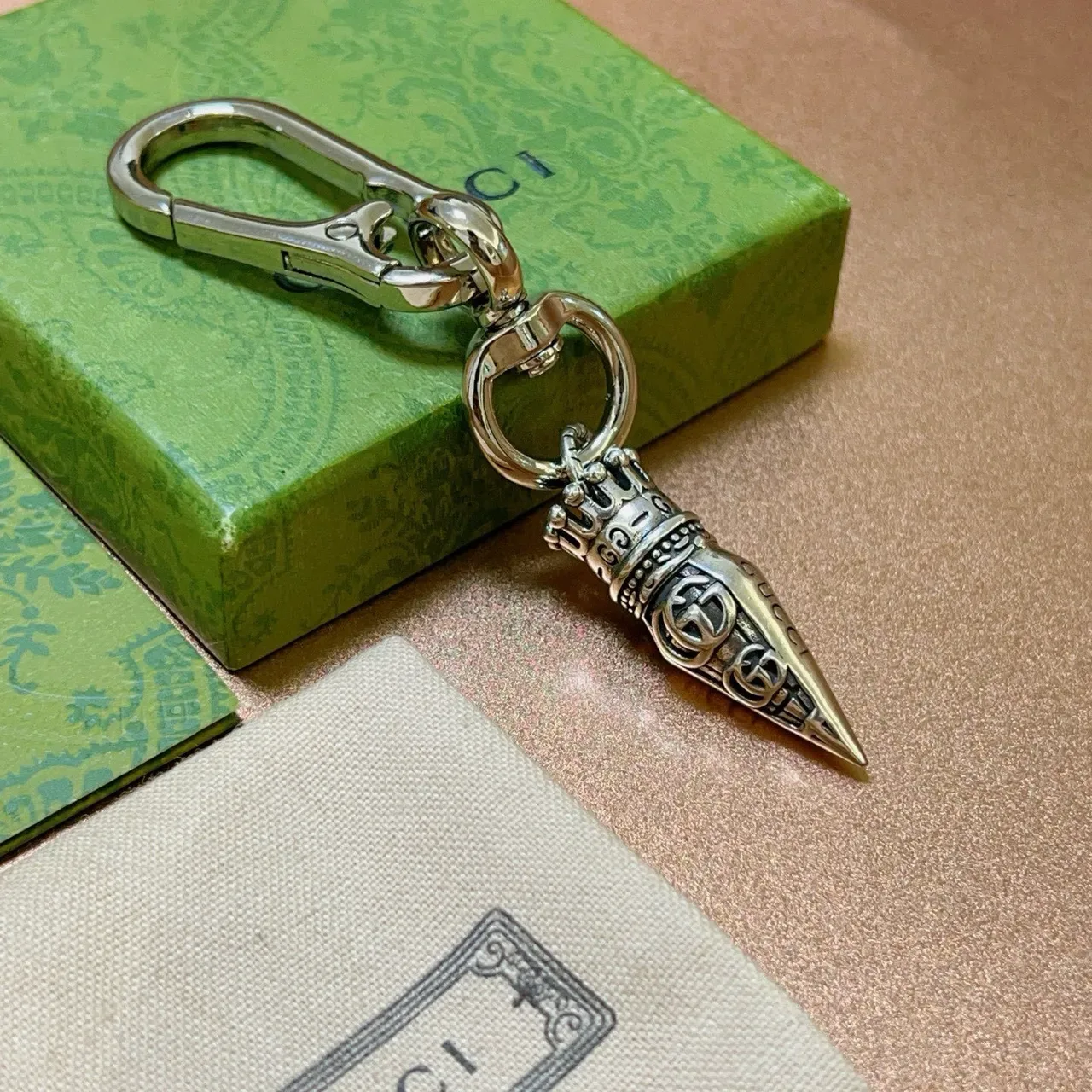 Gucci Silver Metallic Crown-Topped Jewelry 5