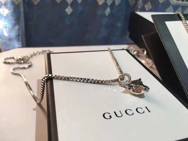 Gucci Silver-Tone Bull-Head Pendant Box Chain Necklaces 4
