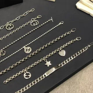 Gucci Silver-Tone Interlocking G Charm Bracelets