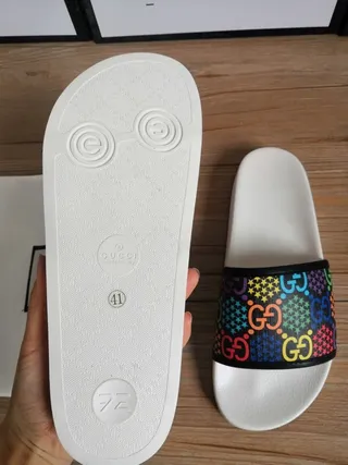 Gucci Slide Multicolor GG Monogram Strap Slippers 4