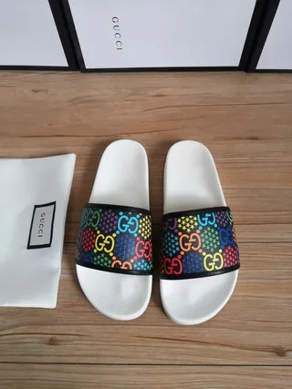 Gucci Slide Multicolor GG Monogram Strap Slippers 5