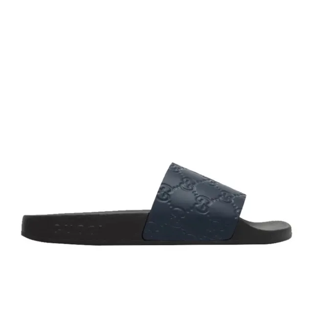 Gucci Slide Navy Blue and Black Rubber Slippers 3