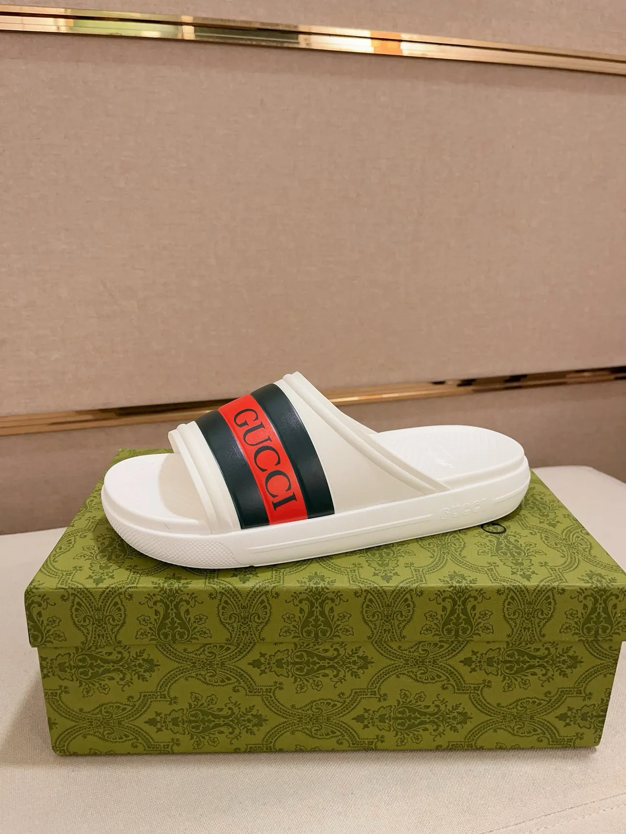 Gucci Slide Web Stripe Rubber Slippers 10