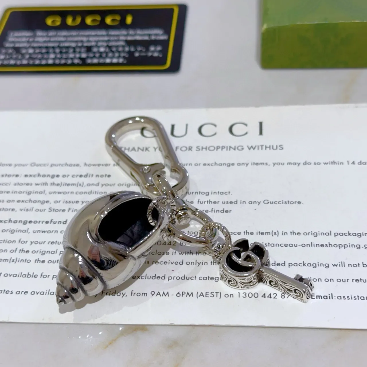 Gucci Snail Shell and Interlocking GG Key Charm Bracelet 3