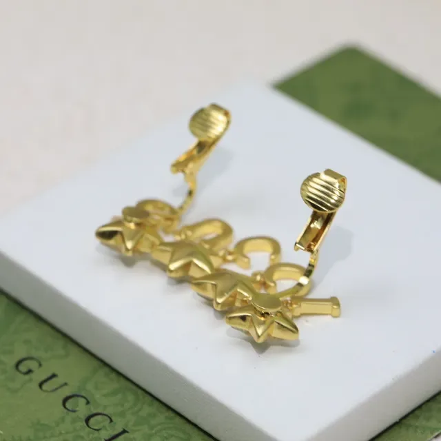 Gucci Star Crystal Gold-Tone Clip-On Earrings 2