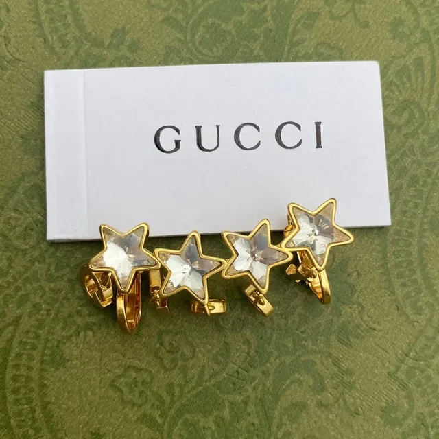 Gucci Star Crystal Gold-Tone Clip-On Earrings 4