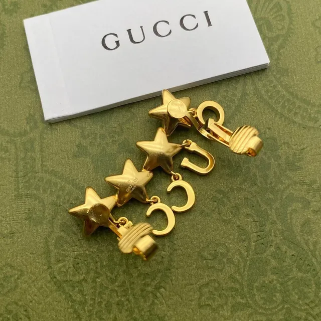 Gucci Star Crystal Gold-Tone Clip-On Earrings 5