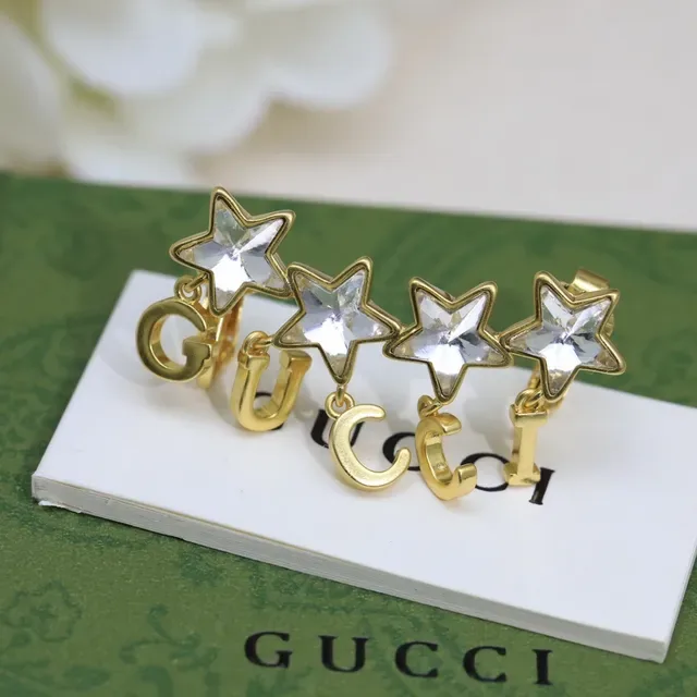 Gucci Star Crystal Gold-Tone Clip-On Earrings 6