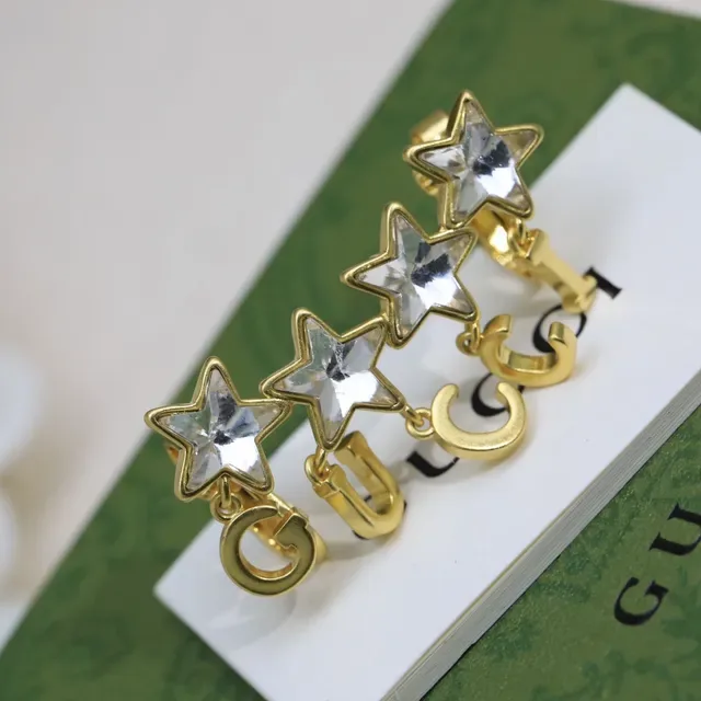 Gucci Star Crystal Gold-Tone Clip-On Earrings 7
