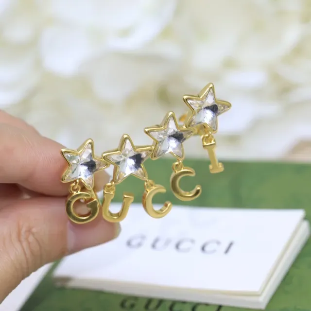 Gucci Star Crystal Gold-Tone Clip-On Earrings 9