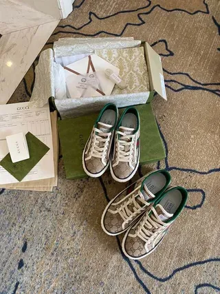 Gucci Tennis 1977 Beige GG Monogram Web Stripe Lifestyle Sneakers 4