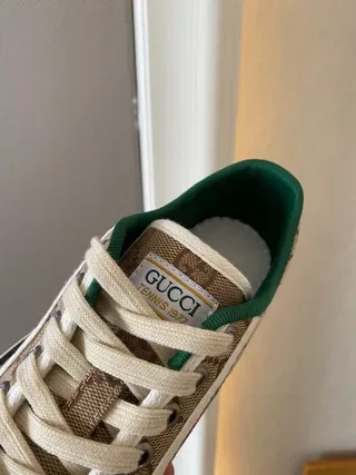 Gucci Tennis 1977 Beige GG Monogram Web Stripe Lifestyle Sneakers 6