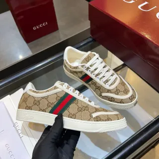 Gucci Tennis 1977 Beige Monogram Canvas Web Stripe Lifestyle Sneakers