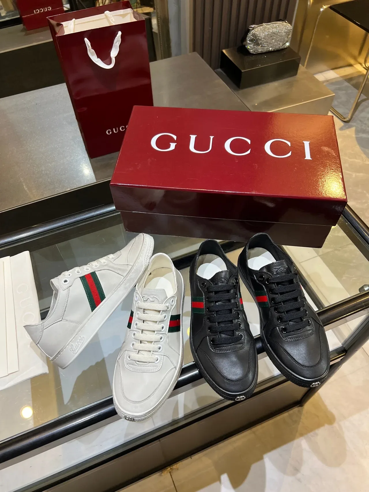 Gucci Tennis 1977 Beige Monogram Canvas Web Stripe Lifestyle Sneakers 2