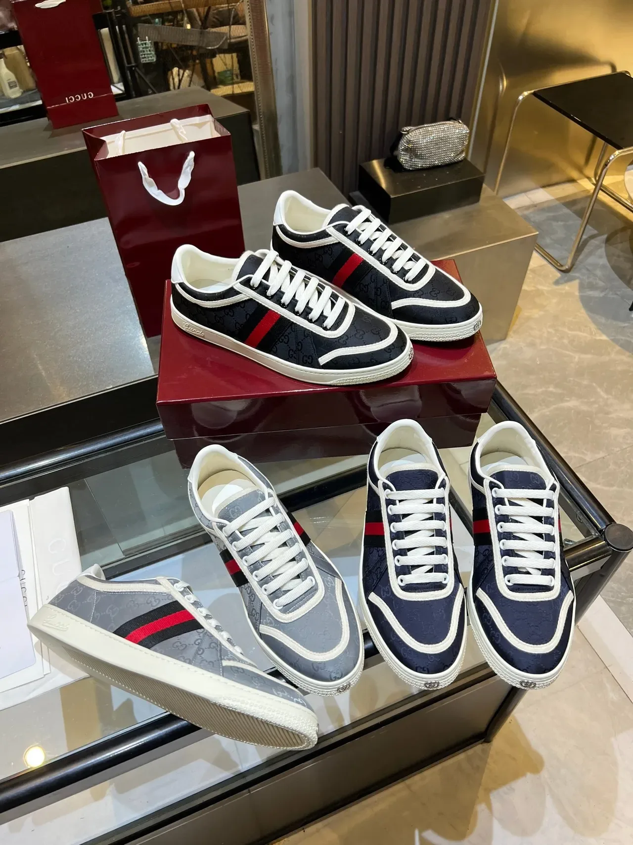 Gucci Tennis 1977 Beige Monogram Canvas Web Stripe Lifestyle Sneakers 4