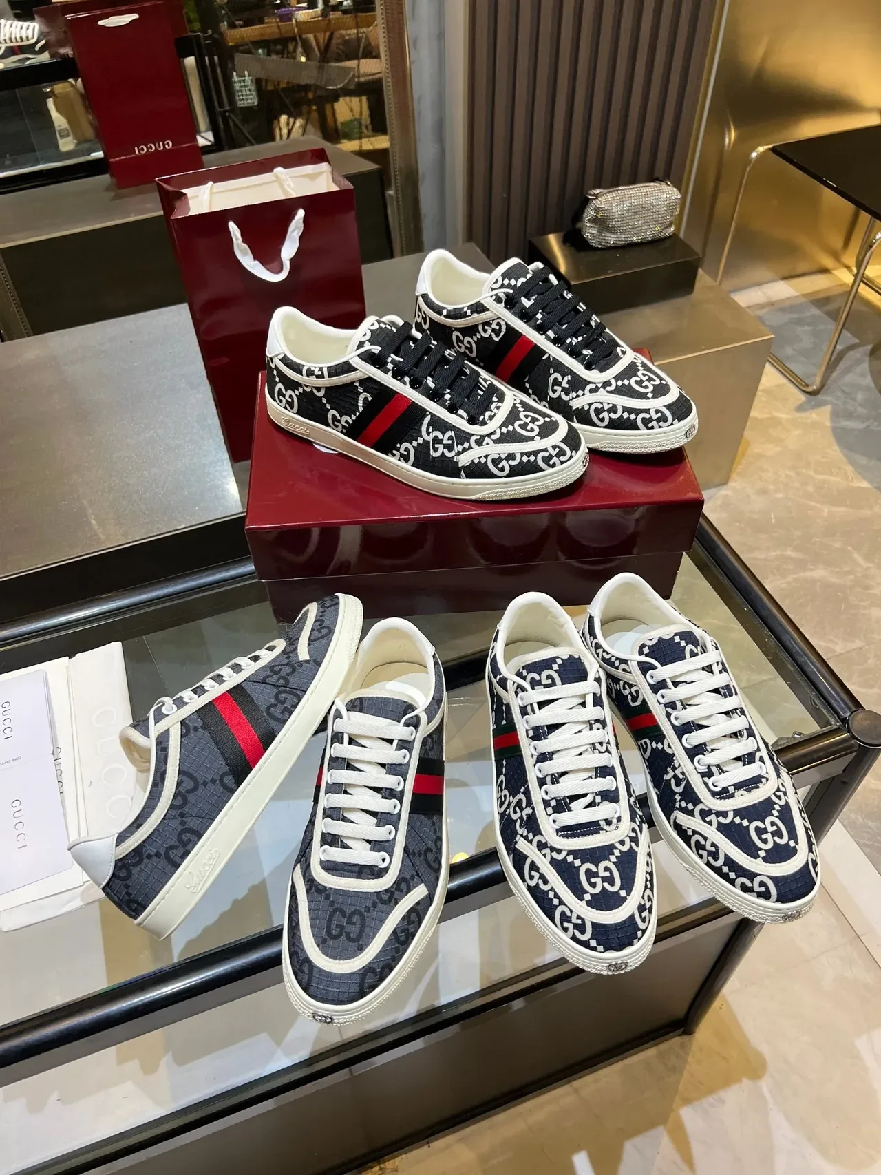 Gucci Tennis 1977 Beige Monogram Canvas Web Stripe Lifestyle Sneakers 5